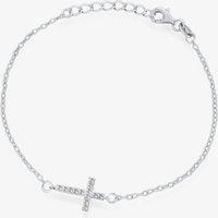 Silver Cubic Zirconia Cross Bracelet 8.28.9892