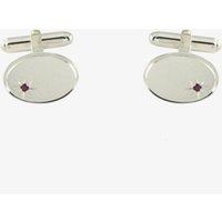 Sterling Silver Oval Edged Ruby Toggle Cufflinks LH45 T/R