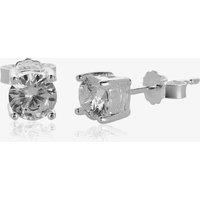 Silver Clear Cubic Zirconia Round 4 Claw Studs GK-E457C