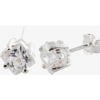 Silver 5mm Square Cubic Zirconia Stud Earrings 8-58-3319