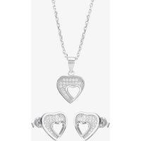 Silver Pav Cut-Out Heart Pendant and Earring Set E612067+E612067-P