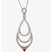 House Of Lor Silver Rose Gold-plated Cubic Zirconia Open Tear Drop Pendant H-40032
