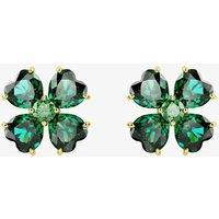 Swarovski Idyllia Green Clover Gold Plated Stud Earrings 5666236