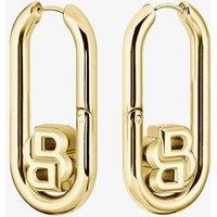 BOSS Double B Swing Gold Tone Oval Hoop Earrings 1580629