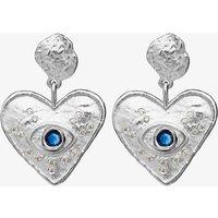 Maanesten Constantine Silver Hammered Heart Kyanite Dropper Earrings 9850C