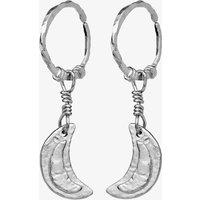 Maanesten Odessa Silver Hoop Cresent Moon Dropper Earrings 9841C