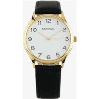 Sekonda Easy Reader Gold & Black Leather Strap Watch 1854