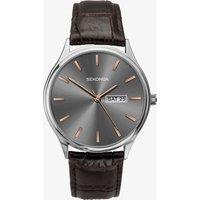 Sekonda Mens Grey Dial Brown Leather Strap Watch 1685