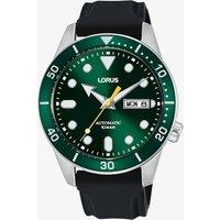 Lorus Mens Green Dial Black Rubber Strap Watch RL455AX9