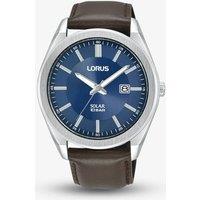 Lorus Solar Blue & Brown Leather Strap Watch RX357AX9