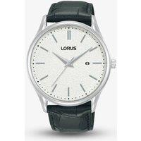 Lorus Silver & Black Leather Strap Watch RH937QX9