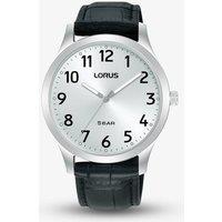 Lorus Silver & Black Leather Strap Watch RRX07JX9