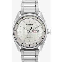 Citizen Mens Eco-Drive Silver Day Date Dial Stainless Steel Bracelet Watch AW0080-57A