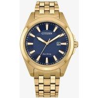 Citizen Mens Eco-Drive Gold Tone Blue Dial Watch BM7532-54L