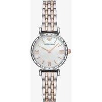 Emporio Armani Ladies Mother Of Pearl Two Tone Crystal Set Bracelet Watch AR11290