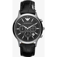 Emporio Armani Gents Stainless Steel Black Chronograph Dial Black Strap Watch AR2447