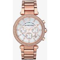 Michael Kors Mother of Pearl Stone Chronograph Dial Rose Gold Plated Bracelet Watch MK5491