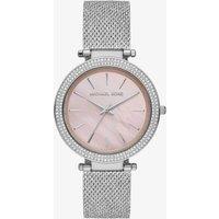 Michael Kors Ladies Darci Stainless Steel Pink Mother Of Pearl Dial Crystal Set Bezel Mesh Strap Watch MK4518