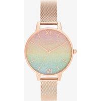 Olivia Burton Ladies RainBow Rose Gold Mesh Bracelet Glitter Dial Watch OB16RB18