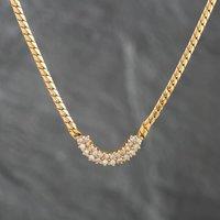 Pre-Owned 18ct Yellow Gold Brilliant Cut Diamond Curve 16 Inch Curb Chain 41041251