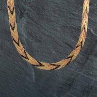 Pre-Owned 9ct Three Colour Gold Plaited 17 Inch Herringbone Chain 4104711