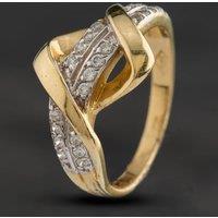 Pre-Owned 14ct Yellow Gold Cubic Zirconia Crossover Ring 4109971
