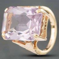 Pre-Owned Vintage 9ct Yellow Gold Amethyst Oblong Dress Ring 41101037