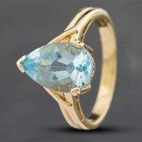 Pre-Owned 9ct Yellow Gold Blue Topaz Pear Shape Dress Ring 41101343