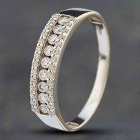 Pre-Owned 9ct White Gold Brilliant Cut Cubic Zirconia Three Row Ring 41101659