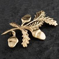 Pre-Owned Vintage 9ct Yellow Gold Acorn And Leaves Brooch 4113049