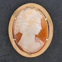 Pre-Owned Vintage 9ct Yellow Gold Cameo Brooch 4113055