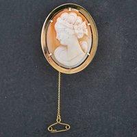 Pre-Owned Vintage 9ct Yellow Gold Cameo Brooch 4113056
