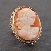 Pre-Owned Vintage 9ct Yellow Gold Cameo Brooch 41131013