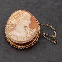 Pre-Owned Vintage 9ct Yellow Gold Cameo Brooch 41131028