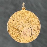 Pre-Owned Antique 9ct Yellow Gold Round Hand Engraved Locket Loose Pendant 41141234