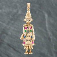Pre-Owned 9ct Yellow Gold Multi-Coloured Cubic Zirconia Articulating Clown Loose Pendant 41141327