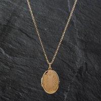 Pre-Owned 9ct Yellow Gold Oval Engraved Locket Pendant & 20 Inch Belcher Chain 41141381