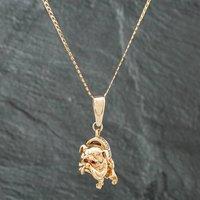 Pre-Owned 9ct Yellow Gold Cubic Zirconia Bulldog Pendant & 22 Inch Curb Chain 41141425