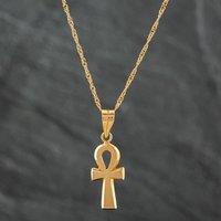 Pre-Owned 18ct Yellow Gold Cross Pendant & 18 Inch Curb Chain 41141502