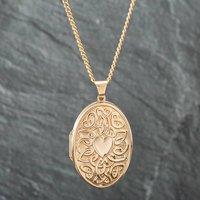 Pre-Owned 9ct Yellow Gold Celtic Heart Locket Pendant & 18 Inch Curb Chain 41141526