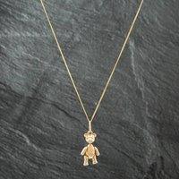 Pre-Owned 9ct Yellow Gold Moveable Teddy Bear Pendant & 18 Inch Curb Chain 41141552