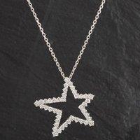 Pre-Owned 18ct White Gold Diamond Set Star Pendant & 14ct White Gold Chain Bracelet 4114157