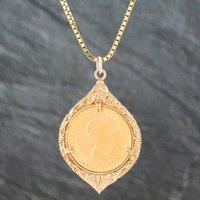 Pre-Owned 9ct Yellow Gold 1968 Full Sovereign Pendant & 20 Inch Box Chain 41141673