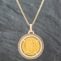 Pre-Owned Yellow Gold Coin Pendant & 20 Inch Box Chain 41141674