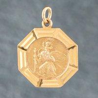 Pre-Owned 9ct Yellow Gold Hexagon Shaped St Christopher Loose Pendant 41141725