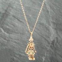 Pre-Owned 9ct Yellow Gold Cubic Zirconia Clown Gemstone Pendant & 18 Inch Curb Chain 41141729