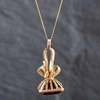 Pre-Owned Vintage 9ct Yellow Gold Glass Seal Pendant & 18 Inch Curb Chain 41141746