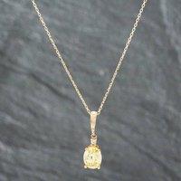 Pre-Owned 14ct Yellow Gold Oval Cut Yellow & White Cubic Zirconia Pendant & 16-20 Inch Trace Chain 41141763