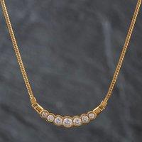 Pre-Owned 9ct Yellow Gold Cubic Zirconia 7 Stone Curve Pendant & 16 Inch Serpentine Chain 41141776