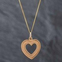 Pre-Owned 9ct Yellow Gold Open Heart Pendant & 18 Inch Curb Chain 41141779